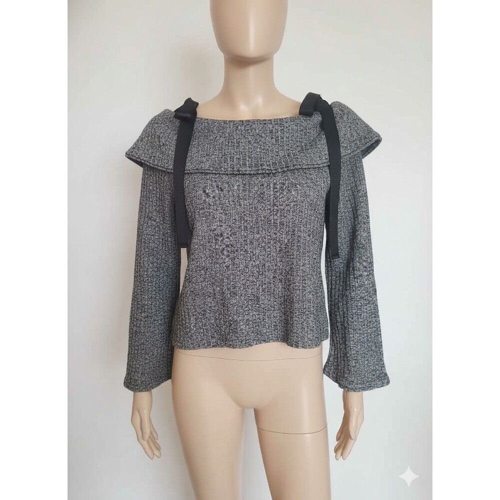 NWT Soncy Bow tie of the  Shoulder Tee | ribbed sweater top | XL  (14/16)